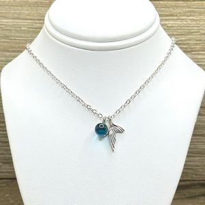 Dainty Mermaid Fish Tail And Blue Tear Pendant Chain| Jewelry AccessoryFor Women